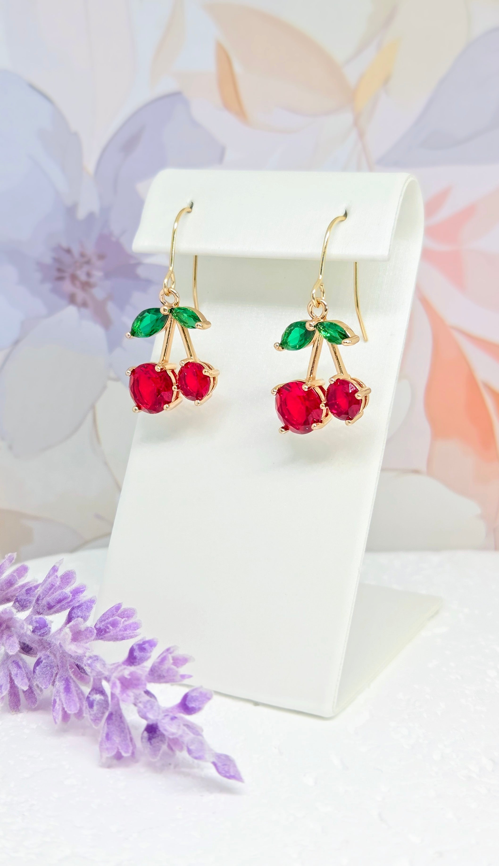 Cherry Crystal Drop Earrings