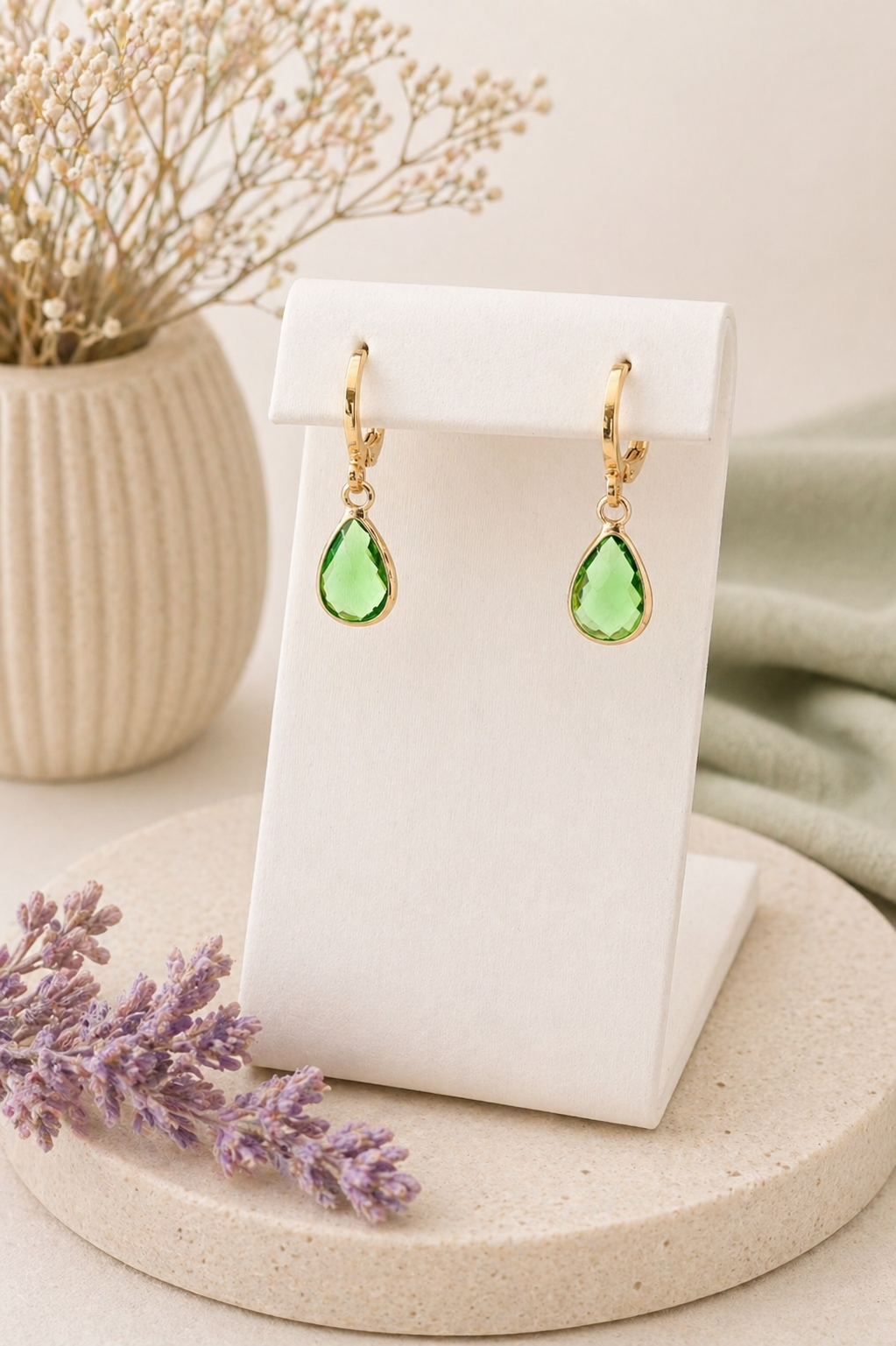 Birthstone Huggie Hoop Earrings– Dainty 18k Gold Drop in Every Month